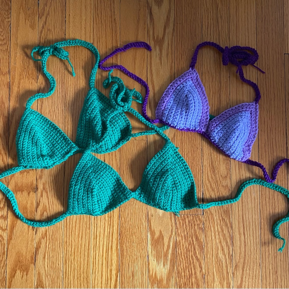 Set of 3 crochet bikini tops